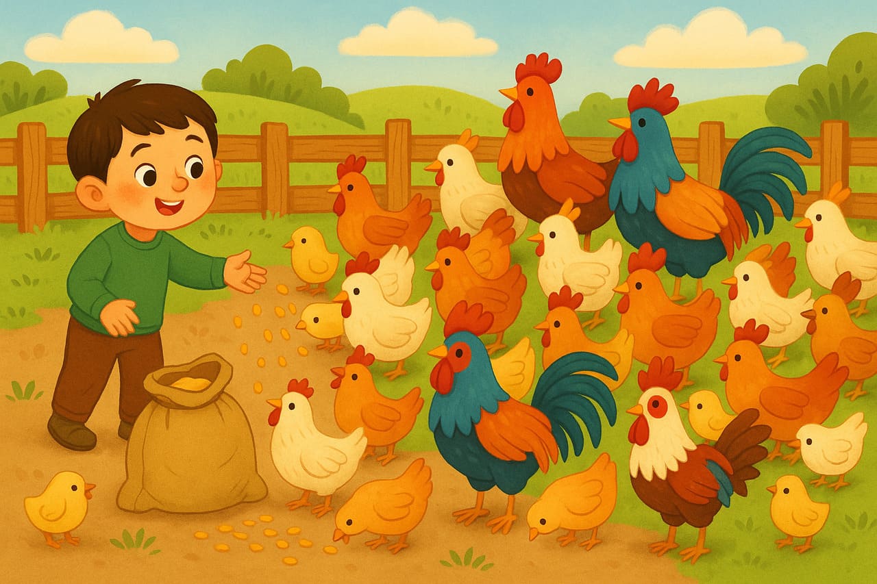 Куры и зерно