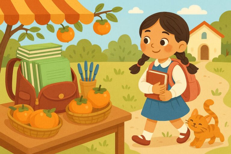 Школьные тетради и хурма